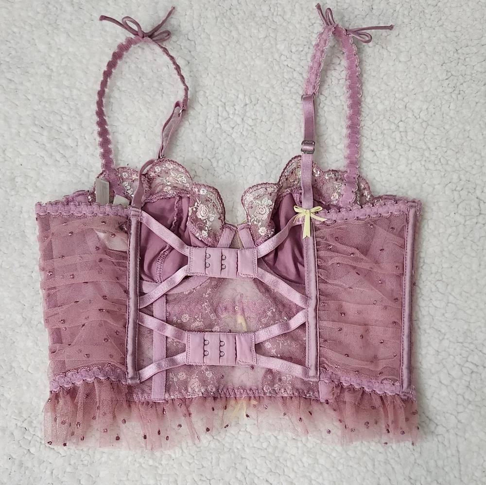New!For Love And Lemons Daphne‎ Embroidered Bustier Pale Pink - Picture 11 of 14